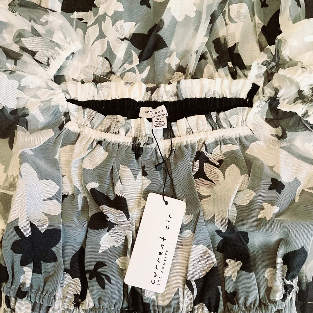 CURRENT AIR Anthro White Black Floral Short Dress - Picture 6 of 8
